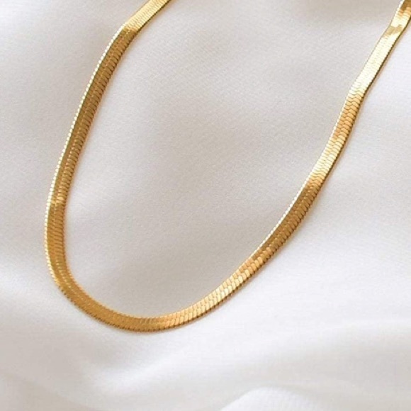 2pc Herringbone Flat Snake Necklace/Bracelet Set - Picture 2 of 3